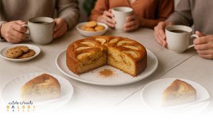میز عصرانه با چای و کیک سیب و  دارچین | بالسی مارکت