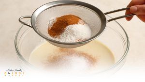 اهمیت الک کردن آرد و بکینگ‌پودر در کیک سیب و  دارچین | بالسی مارکت